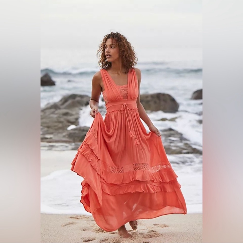Free People Santa Maria Maxi Dress Coral